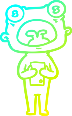 Bir insan tarafından çizilen garip uzaylı çizgi filminin soğuk gradyanı.