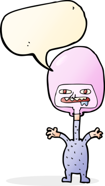 Bir insan tarafından çizilmiş konuşma balonu olan uzay yaratığı çizgi filmi.