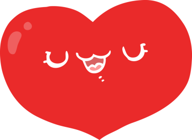 Bir insan tarafından çizilmiş düz renk çizgi film aşk kalbi.