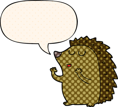 Çizgi roman tarzında konuşan bir kirpi insan tarafından çizilmiş.