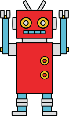 Bir insan tarafından çizilmiş dans eden bir robot çizimi.