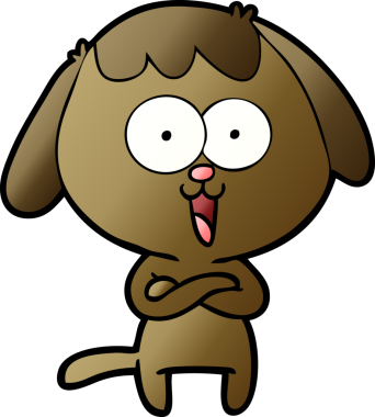 Bir insan tarafından çizilmiş şirin bir çizgi film köpeği.