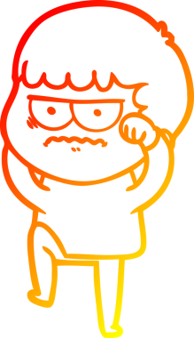 Bir insan tarafından çizilmiş, kızgın bir çizgi film karakteri.