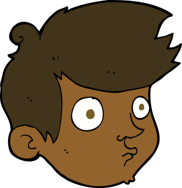 Bir insan tarafından çizilmiş çizgi film bakışlı çocuk.