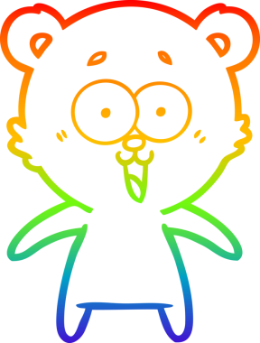 Bir insan tarafından çizilmiş gülen oyuncak ayının çizdiği gökkuşağı gradyan çizgisi.