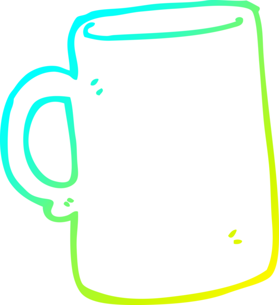 Bir insan tarafından çizilmiş bir karikatür kupasının soğuk gradyan çizimi