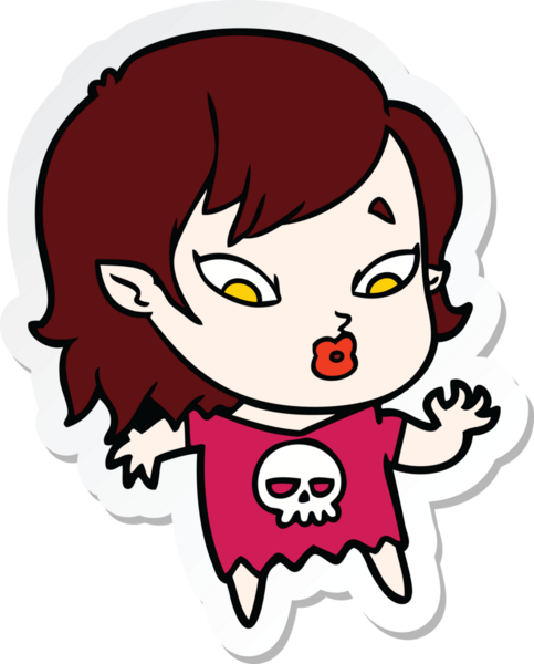 Bir insan tarafından çizilmiş şirin bir vampir kızın çıkartması.