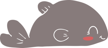 Bir insan tarafından çizilmiş düz renkli karikatür balığı