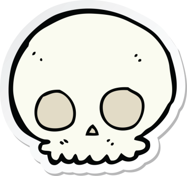 Bir insan tarafından çizilmiş bir karikatür kafatası çıkartması.