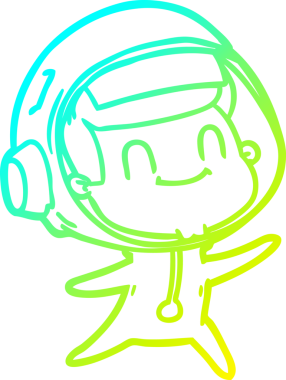 Bir insan tarafından çizilmiş mutlu bir astronotun soğuk gradyan çizimi.