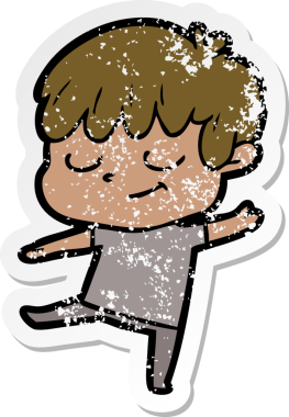 Bir insan tarafından çizilmiş mutlu bir çocuğun sıkıntılı çıkartması.