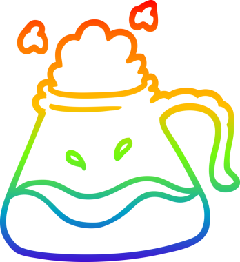 gökkuşağı gradyan çizgi çizimi bir insan tarafından çizilmiş bir kahve sürahisi