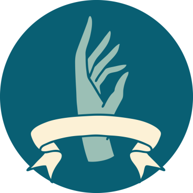 bir insan tarafından çizilmiş bir el pankartıyla dövme biçimi simgesi