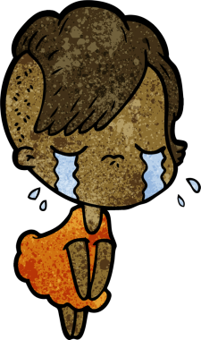 Bir insan tarafından çizilmiş ağlayan bir kız.