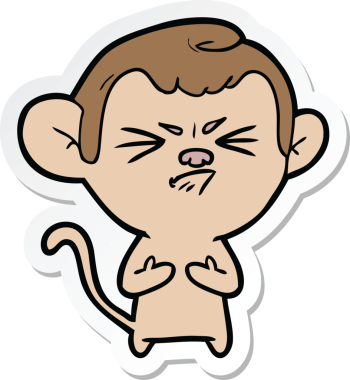 Bir insan tarafından çizilmiş sinir bozucu bir maymunun çıkartması.