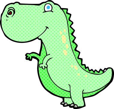 Bir insan tarafından çizilmiş karikatür dinozor.