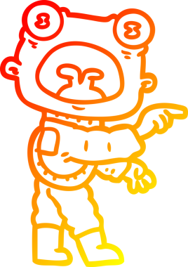 Bir insan tarafından çizilen garip uzaylı çizgi filminin sıcak gradyanı.