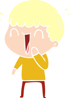 Bir insan tarafından çizilmiş düz renkli karikatür adam.