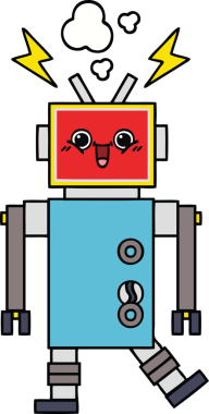 Bir insan tarafından çizilmiş sevimli bir robot karikatürü.