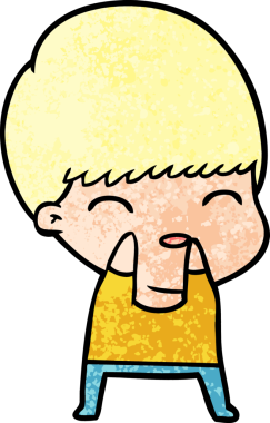 Bir insan tarafından çizilmiş mutlu çizgi film çocuğu.