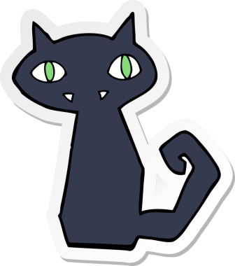 Bir insan tarafından çizilmiş karikatür kara kedisinin çıkartması.