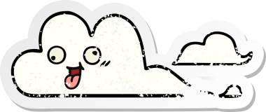 Bir insan tarafından çizilmiş şirin bir karikatür bulutunun sıkıntılı çıkartması.