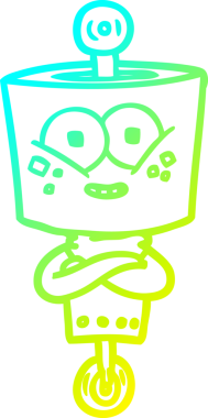 Bir insan tarafından çizilmiş mutlu çizgi film robotu çizimi.