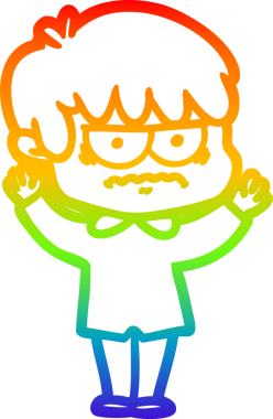 Gökkuşağı gradyan çizgi çizimi Bir insan tarafından çizilmiş bir çizgi film çocuğu