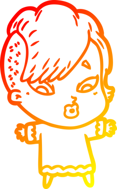 Bir çizgi film karakteri, bir insan tarafından çizilmiş bir kızı şaşırttı.