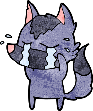 Bir insan tarafından çizilmiş ağlayan kurt çizgi filmi.