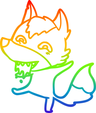 Gökkuşağı gradyan çizgisi insan tarafından çizilmiş aç bir kurt çizgi.