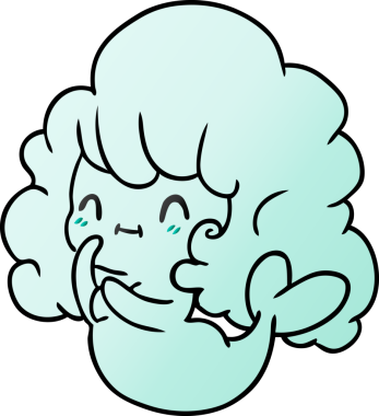 gradyan çizgi film illüstrasyonu kawaii bir insan tarafından çizilmiş şirin hayalet deniz kızı