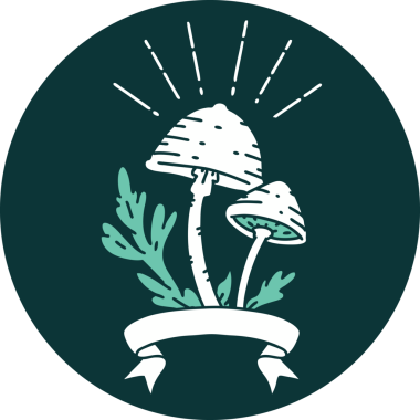 Bir insan tarafından çizilmiş dövme stili mantarların simgesi