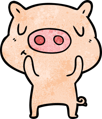 Bir insan tarafından çizilmiş çizgi film içerikli domuz.