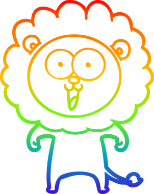 gökkuşağı gradyanı çizimi bir insan tarafından çizilmiş mutlu bir karikatür aslanı