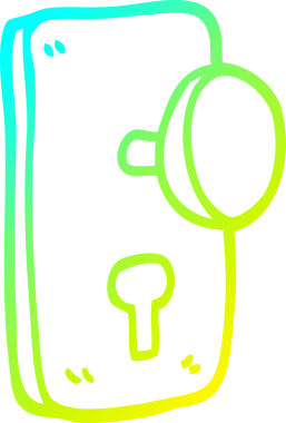 Bir insan tarafından çizilmiş çizgi film kapı kolunun soğuk gradyan çizgisi.