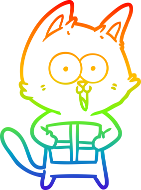 gökkuşağı gradyan çizimi bir insan tarafından çizilmiş komik bir çizgi film kedisi