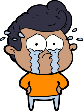 Bir insan tarafından çizilmiş ağlayan bir karikatür.