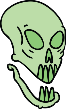 Bir insan tarafından çizilmiş kafatası karalaması.