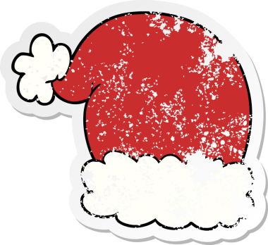 Bir insan tarafından çizilmiş bir karikatür Noel şapkasının sıkıntılı çıkartması.