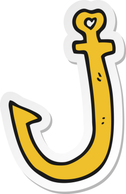 Bir insan tarafından çizilmiş bir karikatür kancasının çıkartması.