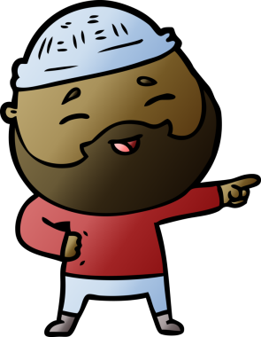 Bir insan tarafından çizilmiş mutlu sakallı bir adam.