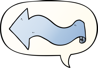 bir insan tarafından çizilmiş düzgün eğimli konuşma baloncuklu çizgi film oku