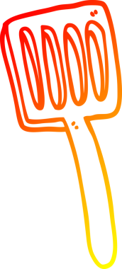 Bir insan tarafından çizilmiş karikatür yemek spatulasının sıcak gradyan çizimi