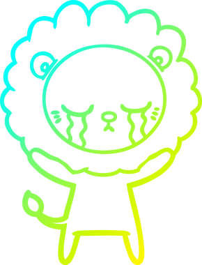 Bir insan tarafından çizilmiş ağlayan bir aslanın soğuk gradyan çizgisi.