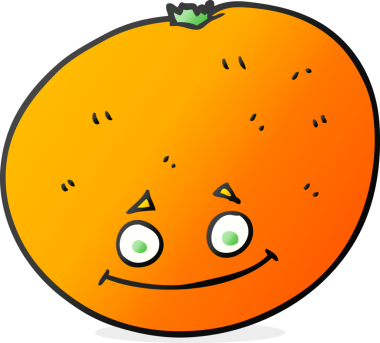 Bir insan tarafından çizilmiş portakal rengi karikatür.