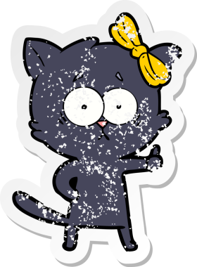 Bir insan tarafından çizilmiş karikatür bir kedinin sıkıntılı çıkartması.