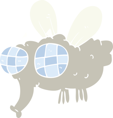 Bir insan tarafından çizilen sineğin düz renk çizimi