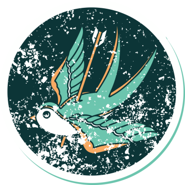 Bir insanın çizdiği okla delinmiş bir kırlangıcın sembolik dövmesi.