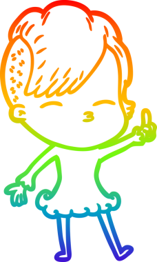 gökkuşağı gradyan çizimi bir çizgi film kızı bir insan tarafından çizilmiş.